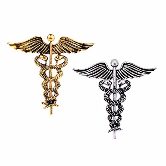 Doctors Medical Caduceus Symbol Lapel Pin Brooch - Picture 1 of 11